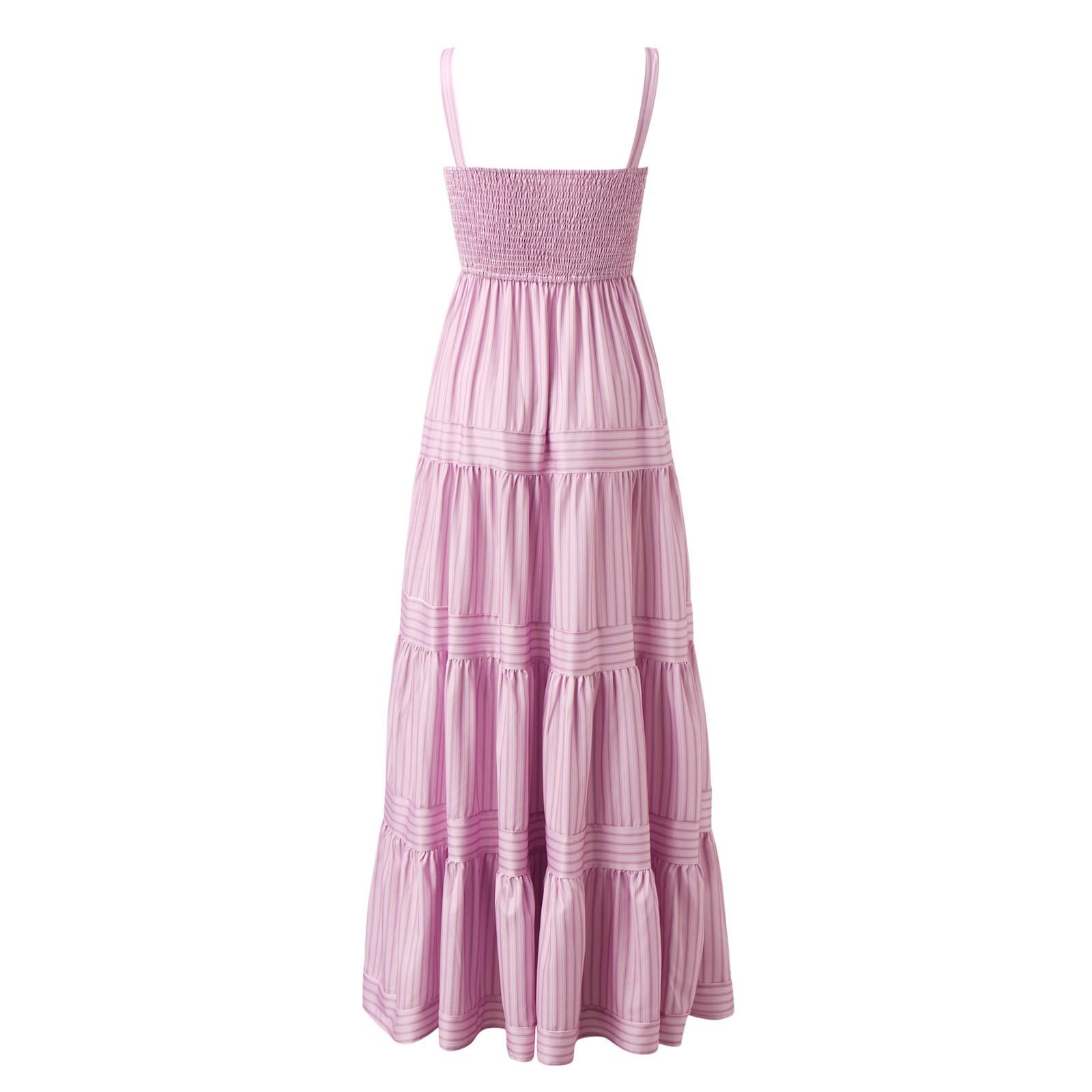 thumbnail image 5 of Vestido largo bohemio con tirantes a rayas para mujer - Vestido largo informal de verano para la playa, 5 of 5